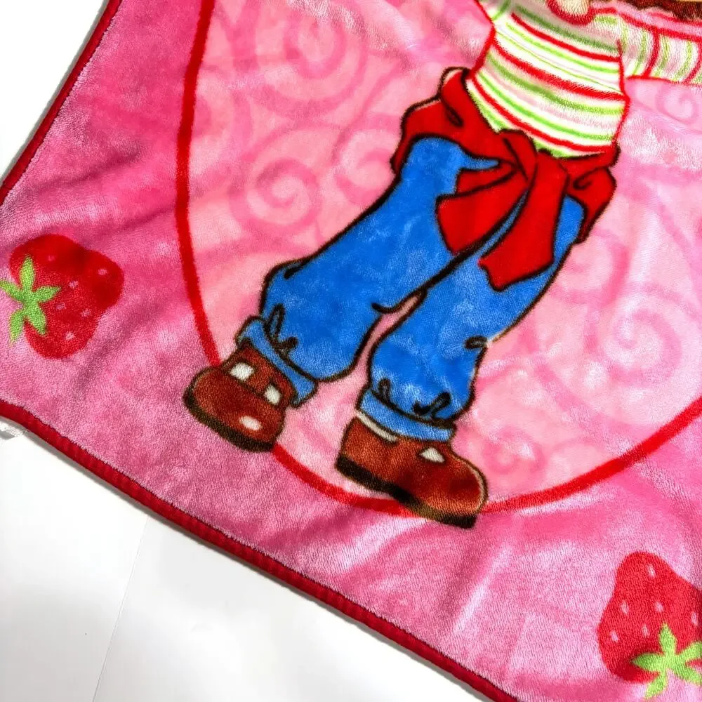 Vintage 2004 Y2K Strawberry Shortcake Pink Fleece Toddler Blanket 44.5x28 Rare